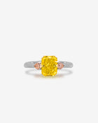 Fancy Deep Yellow Diamond Ring Pink Diamond Pear Platinum