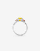 Fancy Deep Yellow Diamond Ring Pink Diamond Pear Platinum