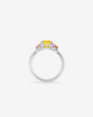 Fancy Deep Yellow Diamond Ring Pink Diamond Pear Platinum
