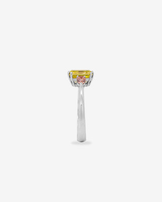 Fancy Deep Yellow Diamond Ring Pink Diamond Pear Platinum