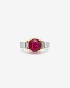 Ring Ruby Burma & Diamonds Yellow Gold Platinum