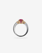 Ring Ruby Burma & Diamonds Yellow Gold Platinum