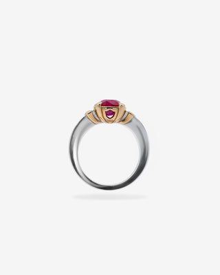 Ring Ruby Burma & Diamonds Yellow Gold Platinum