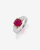 Ring Ruby Burma & Diamonds Yellow Gold Platinum