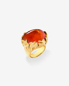 Acanthus Ring Mandarin Garnet Cabochon Yellow Gold