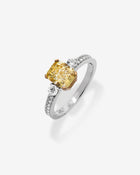 Ring Fancy Intense Yellow Diamond Yellow Gold & Platinum