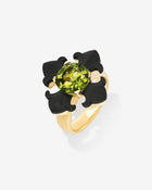 Lily Ring Ebony & Peridot Yellow Gold