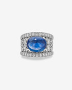 Callas Ring Sapphire Cabochon & Diamonds White Gold