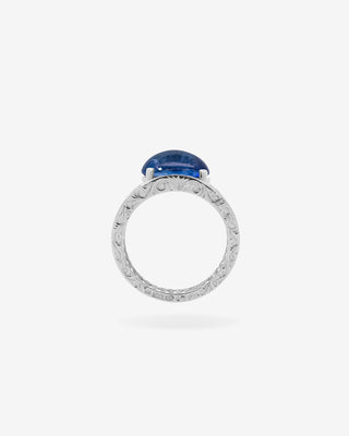 Callas Ring Sapphire Cabochon & Diamonds White Gold