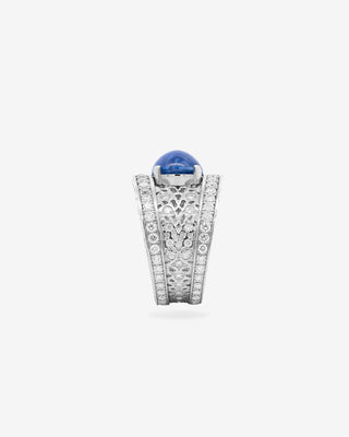 Callas Ring Sapphire Cabochon & Diamonds White Gold