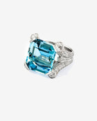Cocktail Ring Aquamarine & Diamonds White Gold