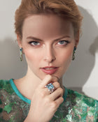 Cocktail Ring Aquamarine & Diamonds White Gold