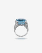 Cocktail Ring Aquamarine & Diamonds White Gold