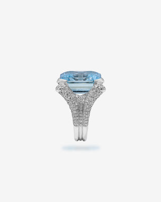 Cocktail Ring Aquamarine & Diamonds White Gold