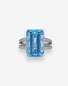 Ring Aquamarine & Diamonds White Gold