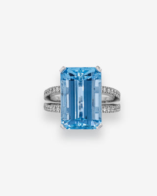 Ring Aquamarine & Diamonds White Gold