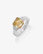 Ring Fancy Yellow Diamond & White Diamonds Platinum