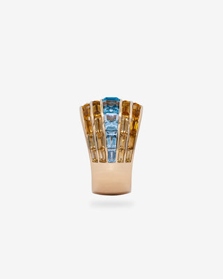 Manhattan Ring Citrine & Topaz Yellow Gold